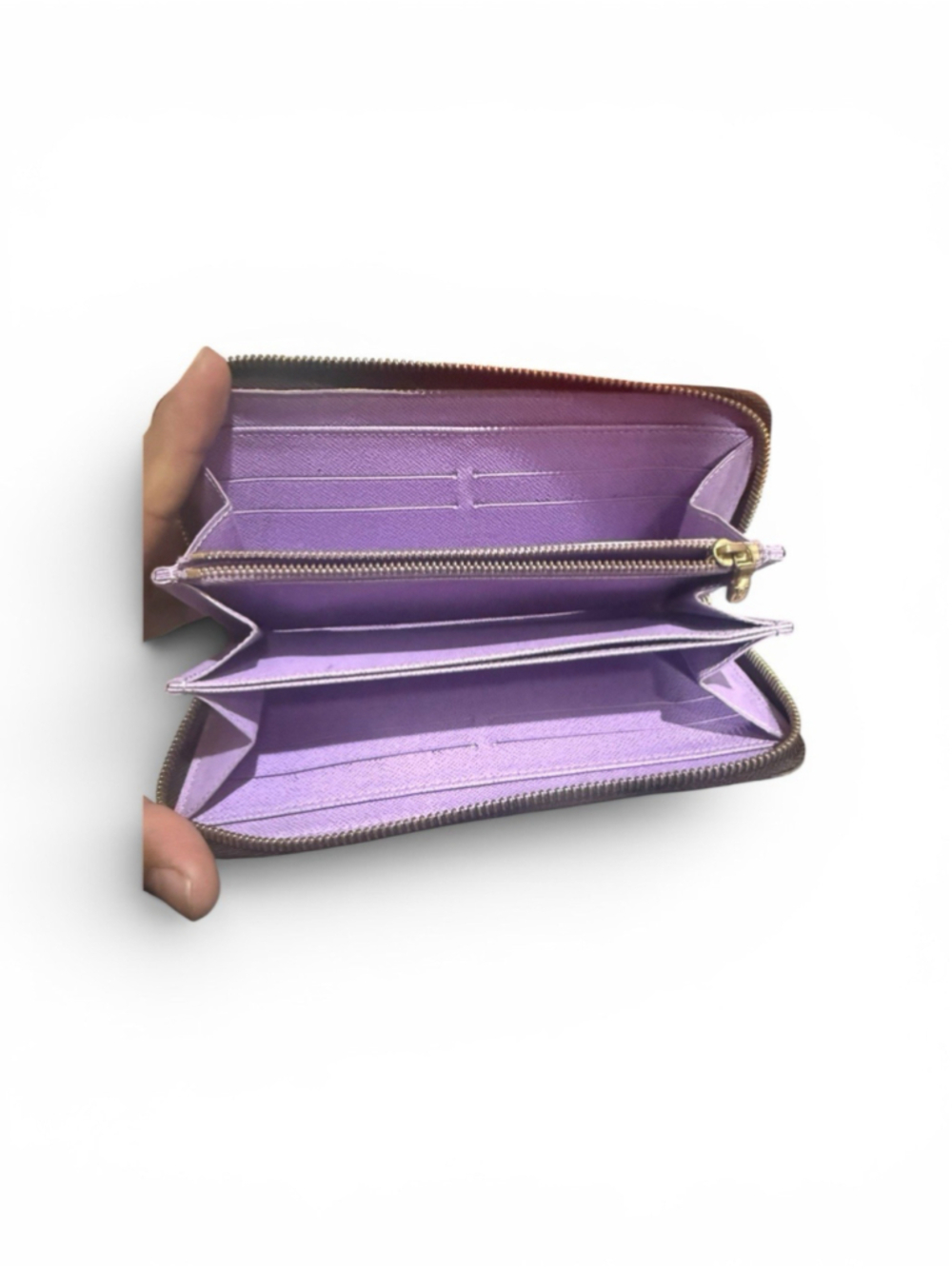 Louis Vuitton Damier Ebene Illustre Zippy Wallet Brown Canvas Purple Interior - Picture 3 of 4